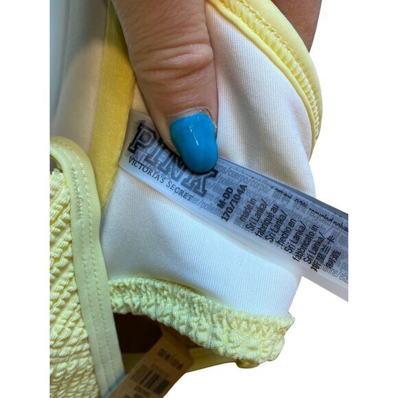 Victorias‎ Secret Pink M-DD Yellow Textured Underwire Bikini Top NWT - Picture 6 of 6